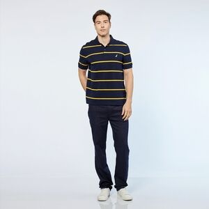 Nautica Men’s Deck Polo Shirt Classic Fit Size S Blue Yellow Striped